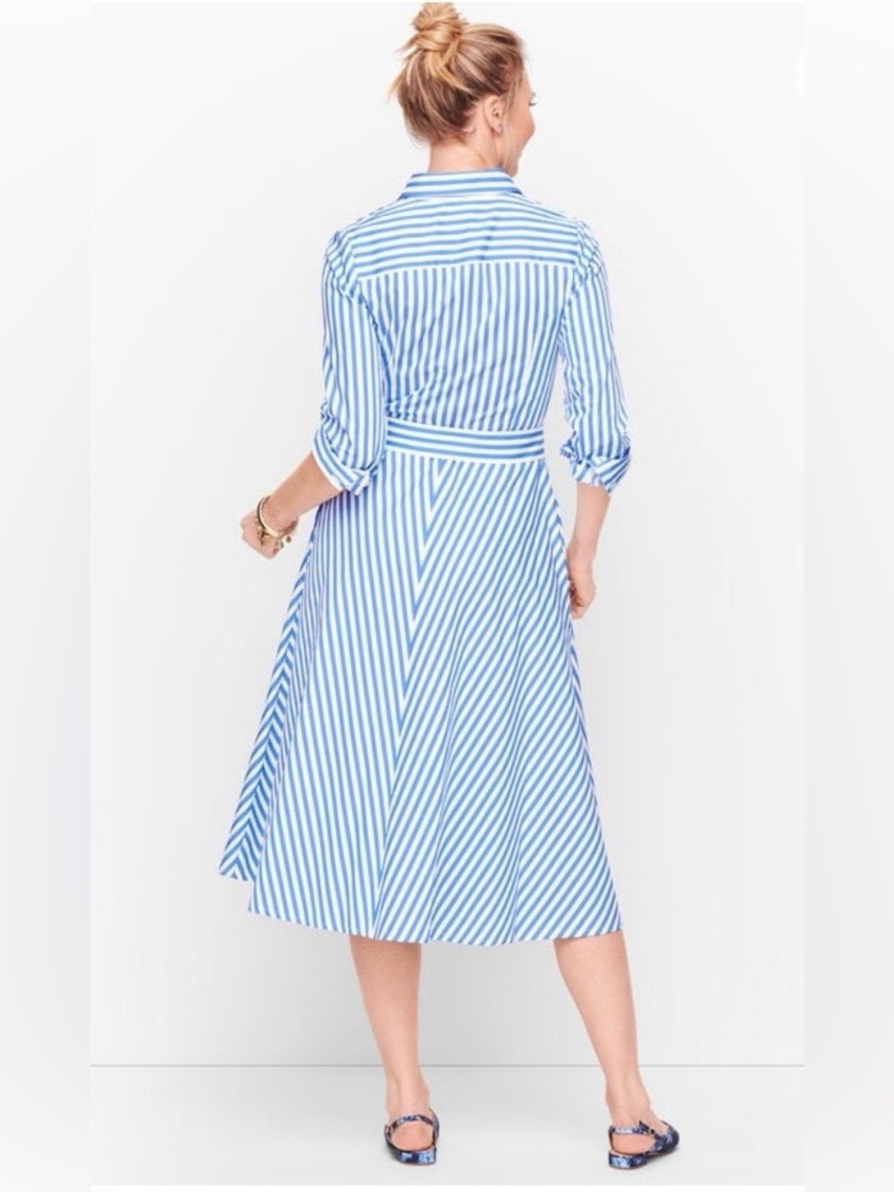 TALBOTS Classic Poplin Shirtdtess - Vertival Stripe Size 4P - Picture 4 of 9